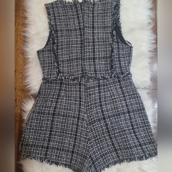 PLT Women's Black and White Tweed Romper - Picture 2 of 3